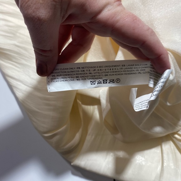 Moon River Cream Natural Bustier Satin V-Neck Front Slit Woman’s Midi Dress S - Picture 14 of 16